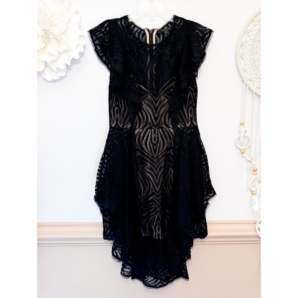 BCBG Christiania Black lace overlay Dress Size 8